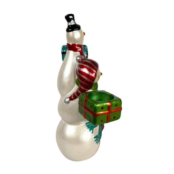Pier 1 Totem Snowman Stacked Trio TeaLight Candle Holder 12" Tall - Picture 4 of 6